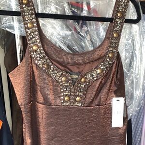 Laundry by Shelli Segal Shimmering Bronze Embellished Dress